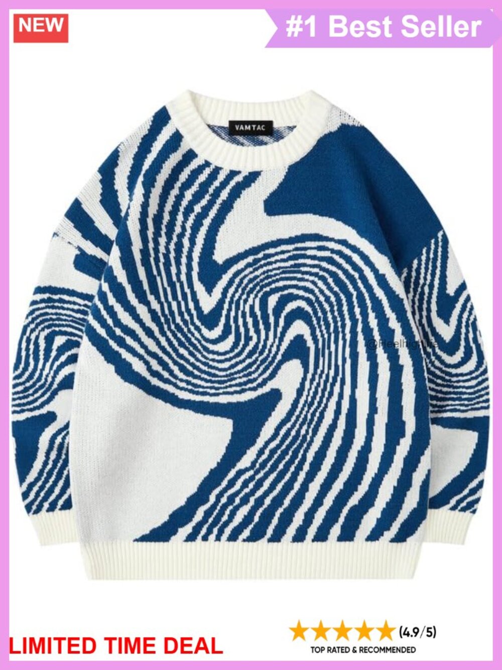 Oversized Graphic Pullover Crewneck Knit Sweater Vintage Y2K